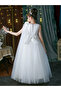 White Embellished Bow Detail Mesh Party Dress - 7