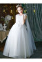 White Embellished Bow Detail Mesh Party Dress - 6
