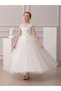 Girl Floral Lace Bow Detail Mesh Maxi Party Dress - 2