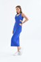 Women's Cobalt Blue Waist Detailed Body Hugging Midi Knitted Dress - 5