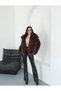 Amaya Bitter Brown Shawl Collar Women's Coat Comfortable Fit Inner Lined Premium Quality Zr Fur Coat - 3