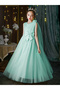 Turquoise Embellished Bow Detail Mesh Party Dress - 3