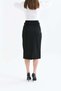 Women's Black High Waist Midi Knitted Skirt with Belt and Slit Detail - 4