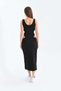 Women's Black Waist Detailed Body Hugging Midi Knitted Dress - 3