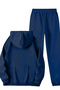 Unisex Navy Blue Love Pattern Printed Tracksuit Hoodie - Winter Raised Fabric - 2