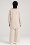 Women's Beige Hijab Clothing Stylish Elegant Bird Stone Detailed and Crew Necktunic & Pants Two Piece Set - 2