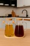 Set of 2 900ml Borosilicate Glass Oil Pot with Bamboo Lid and Base, Heat Resistant, Oil/Vinegar/Sauce Pot - 6