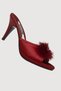 Women's Burgundy Heeled Feather Stone Detailed House Slippers Daily Dowry Gift Vr.Gc.01.T75.Y19 - 5