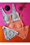 Camisole Fabric 2-Piece Dusty Rose and Blue&Gray Color Pad Bra Panty Set - 3