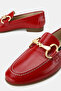 Women's Red Patent Leather Genuine Natural Leather 36-41 Number Buckle Ballet Flat - 3