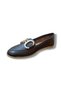 Brown Genuine Skin Leather Gold Buckle Women's Loafer - 8