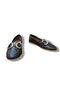 Brown Genuine Skin Leather Gold Buckle Women's Loafer