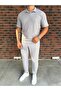 Men's Striped Polo Neck T-Shirt and Pants Combination