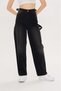 Alley Double Belt Black 90's Straight Oversize Women's Jeans (the Most Comfortable Fashion of School) - 4