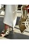 Crinkled Patent Leather Cage Heeled Slippers - 4