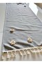 Handcrafted Embroidered 3D Rose Natural Linen Authentic Tasseled Runner 45X120 cm - 2