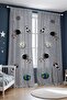 Gray Space and Little Astronaut Patterned Children's Baby Room Background Curtain (Single Wing Pricing)