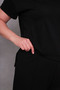 Women's Plus Size Black, Stitching Detail Side Trim Blouse, Front Trim Stitching Capri, 2 Piece Set 65N39071 - 6