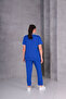 Women's Plus Size Cobalt Blue, Ribbed Collar and Hemline Blouse, Ribbed Pocket Pants, 2 Piece Set 65N39065 - 3