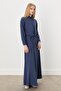 Lacing Detailed Skirt Blouse Modal Suit Indigo - 3