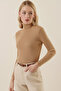 Women's Turtleneck Ribbed Sweater Beige 1223 - 4