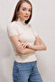 Women's Short Sleeve Turtleneck Sweater Cream 1227 - 3