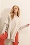 Women's Slit Knitwear Poncho Sweater Cream 1222 - 5