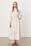 Pocket and Rib Detailed Maxi Dress Beige