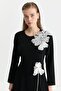 Stone and Flower Detailed Dress Black - 3