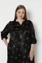 Women's Plus Size Jacquard Satin Cotton Viscose Fabric Patterned Dress 35065 - 7