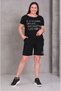 Women's Plus Size Black, Shoulder Detail Stone Embroidered Blouse, Pocket Shorts, 2 Piece Set 65N39073