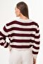 Women's Stripe Patterned Button Closure Knitwear Knitted Cardigan 255195 - - 5
