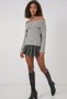 Women's Open Shoulder Oversize Knitwear Sweater Gray 1235 - 2