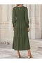 Women's Casual Long Sleeve Smocked High Waist Tiered Midi Dress - 3