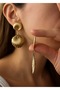 Sihra Accessories Steel Hanging Earrings Nail Model Leaf Shaped Gold Color Earrings