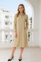 Women's Beige Linen Fabric Shirt Dress - Trend Pocket Detailed Design Dress - 6