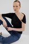 Black Shoulder Accessory Detailed Half Sleeve Blouse 2490