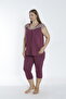 بدلة كابري نسائية كبيرة الحجم من قماش الفيسكون والإيلاستان بأكمام قصيرة / MÜRDÜM - 14531-B - 3