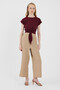 Burgundy Front Tie Detailed Blouse 8071A - 3