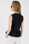 Black 100% Cotton Muslin Ruffle and Tie Detailed Blouse 4827A - 5