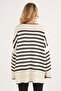Women's Oversize Wide Cut Crew Neck Striped White Sweater - 7