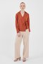 Tile Front Tie Detail Long Sleeve Blouse 8019A - 3