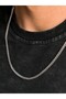 Flat Close Spaced Thin Men's Steel Chain Necklace and Bracelet Set 3mm Eck13S - 5