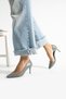 Stylish Matte Gray Vegan Leather Stiletto |   7 cm Thin Heeled Daily Comfortable Office Shoes Neolit ​​Sole - 4
