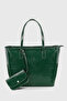 Shiny Green Large Capacity Water Resistant Shopper Bag with Wallet Accessory 282