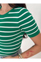Stripe Detailed Short Sleeve Knitwear Blouse - 8