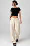 Beige Wide Leg Muslin Women's Trousers - 5