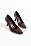 Burgundy Matte Vegan Leather 7cm Thin Heels Memory Pad Pointed Toe Daily Office Evening Dress Stiletto - 6