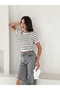 Stripe Detailed Short Sleeve Knitwear Blouse - 6
