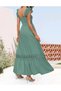 Summer Dress 2023 Women's Sleeveless Square Neck Smocked High Waist Ruffle Hollow Out Flowy A-line - 5